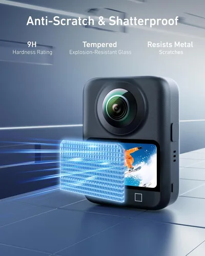 Vista 4 de TELESIN Osmo - Protector de pantalla 360 (paquete de 2), película de pantalla LCD de vidrio templado para DJI Osmo 360 con Ultra HD, dureza 9H
