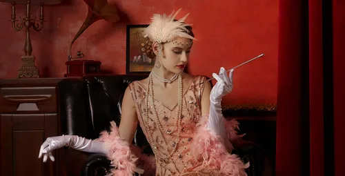 Vista 38 de Cizoe (aa) - Juego de accesorios de estilo Gatsby de la década de 1920, para mujer, diadema de estilo flapper, tocado, collar, guantes