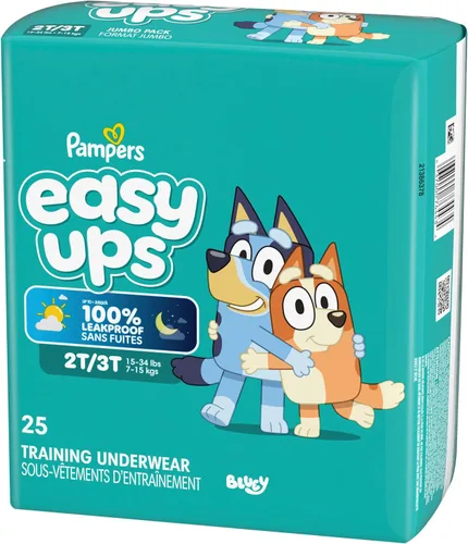 Vista 15 de Easy Ups - Pantalones de entrenamiento para niñas y niños, talla 4 (2T-3T), 25 unidades, ropa interior absorbente Bluey para entrenamiento, hasta un
