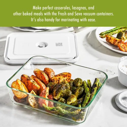 Vista 2 de ZWILLING Fresh & Save Recipiente sellador al vacío mediano, cacerola con tapa, bandeja para brownies, bandeja para lasaña, bandeja para pizza, 9.5 x