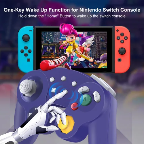 Vista 2 de ADHJIE Gamecube Controller for Switch Nintendo,Wireless Gamecube Switch Pro Controller for Nintendo SwitchPCSteam,6-Axis Gyro Motion,One-Button Wake