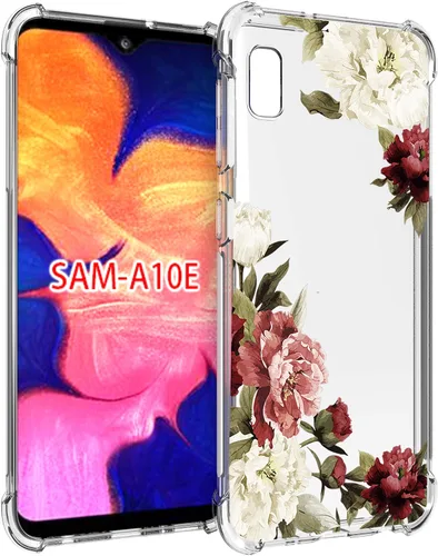 Vista 2 de Funda para Galaxy A10E, funda para teléfono Galaxy A10E con flores, delgada a prueba de golpes, patrón floral transparente, suave, flexible, TPU