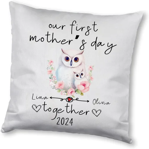 Vista 8 de Funda de almohada personalizada con diseño floral de búho, regalo para mamá, abuela, para ella