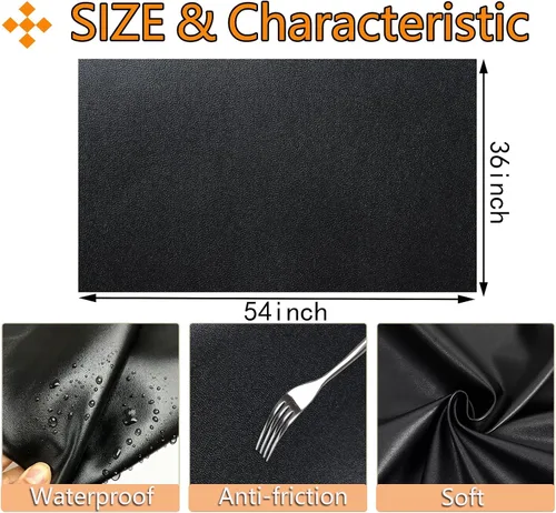 Vista 2 de CDY Hojas de cuero sintético de vinilo marino: tela sintética suave e impermeable, piel sintética, 54 x 36 pulgadas, muy adecuadas para hacer Negro