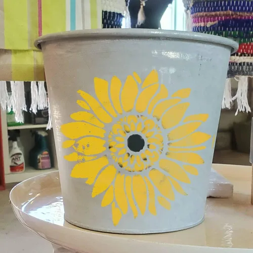 Vista 8 de Plantilla de girasol bohemia de 10 x 10 pulgadas para pintar en madera, lienzo, manualidades, tela y muebles, plantillas de flores para manualidades