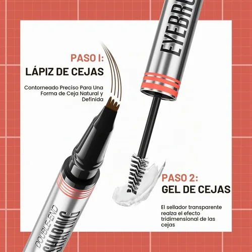 Vista 2 de 2 en 1 pluma de cejas, 4 puntas y gel, establece cejas, forro, barba, línea del cabello (1# marrón claro)