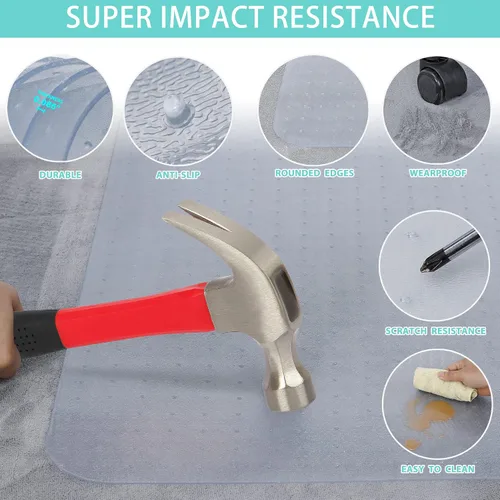 Vista 6 de Super Deal Tapete mejorado para silla de oficina de 46 x 60 pulgadas para suelo de alfombra, protector de suelo alfombrado antideslizante debajo