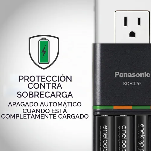 Vista 5 de Panasonic BQ-CC55KSBHA Advanced Eneloop pro - Batería recargable de 4 horas, cargador rápido con 4 luces LED indicadoras de carga, color negro