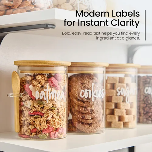 Vista 6 de Talented Kitchen Recipientes de vidrio para almacenamiento de alimentos con tapas, paquete de 4 unidades de vidrio de 17 onzas, tarros de cocina