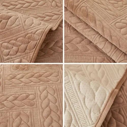 Vista 6 de vctops Funda de sofá de terciopelo grueso estilo granja, funda de sofá de felpa suave acolchada con hojas, funda antideslizante para sofá, protector