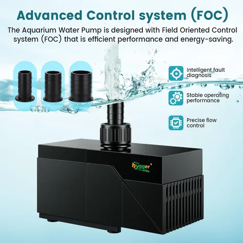 Vista 3 de hygger Bomba de agua para acuario de 2380 GPH con controlador inteligente, cabezal de potencia ultra silencioso de 24 V CC, potente bomba de retorno