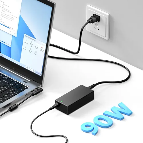 Vista 7 de Belker Cargador universal para portátil de 90 W y 65 W, cable de alimentación para HP Dell Asus Lenovo, Samsung, Acer Gateway, Toshiba, fuente