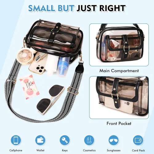 Vista 5 de PIG PIG GIRL Bolsa transparente para eventos de estadio, bolsos transparentes para mujeres, bolso cruzado pequeño para conciertos, eventos