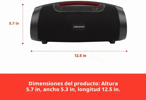 Vista 5 de RadioShack Altavoz Bluetooth impermeable IPX5 con luz RGB, negro, 40W