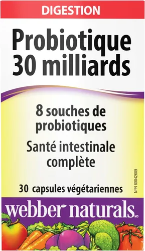 Vista 11 de Webber Naturals Probiótico 30 mil millones, 8 cepas probióticas, 30 cápsulas