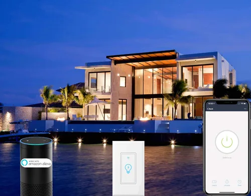Vista 5 de Micmi Interruptor inteligente, interruptor de luz WiFi en la pared compatible con Amazon Alexa Google Home, función de temporizador, apto para caja