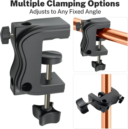 Vista 3 de Soporte para micrófono, soporte de micrófono de escritorio flexible de cuello de cisne de 20 pulgadas, adaptador de tornillo de 3/8 a 5/8 pulgadas