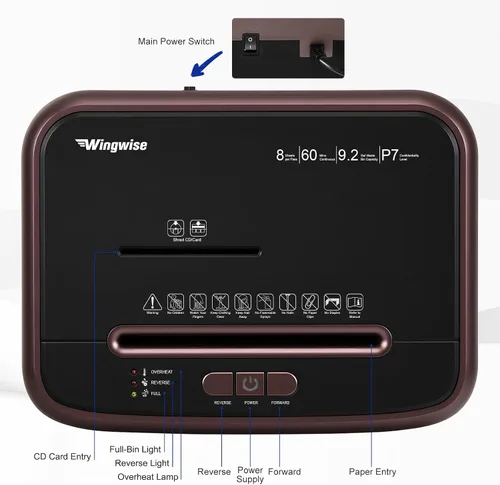 Vista 4 de Wingwise P-7 Trituradora de papel comercial profesional de alta seguridad