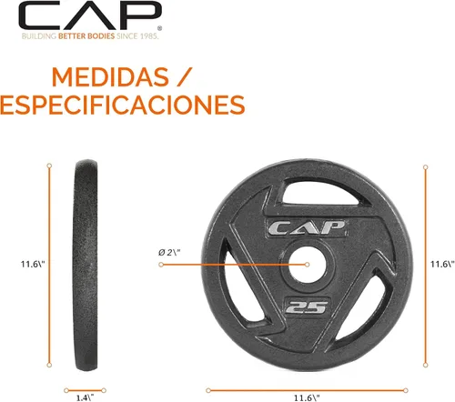 Vista 4 de CAP Barbell Placa de peso olímpica de 2 pulgadas Múltiples opciones