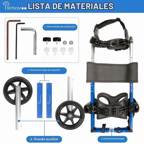 Vista 9 de Silla de ruedas para perro para patas traseras, silla de ruedas para perro con neumáticos todo terreno y rodamientos duraderos, silla de ruedas