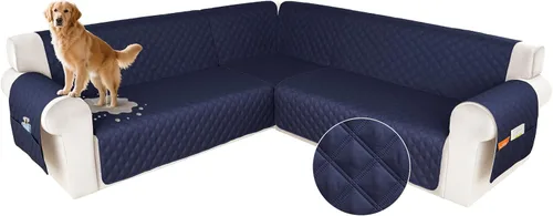 Vista 13 de HDCAXKJ Funda impermeable para sofá modular en forma de L, fundas seccionales de esquina lavables, a prueba de mascotas, protector de muebles
