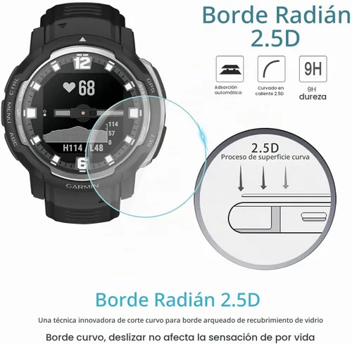 Vista 2 de Suoman Paquete de 3 protectores de pantalla para Garmin Instinct Crossover, [antiarañazos] Película protectora de pantalla de vidrio templado