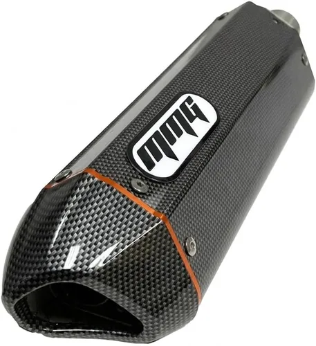Vista 4 de Silenciador MMG para sistema de escape, GY6 de 50 cc, ruedas de 10 pulgadas, acabado de fibra de carbono