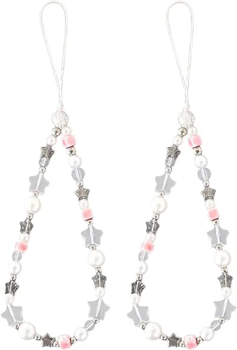 Vista 12 de Beaded Phone Charm Cute Fixed Beads Pearl Wristlet Chain Camera Wrist Strap CarKey Lanyard