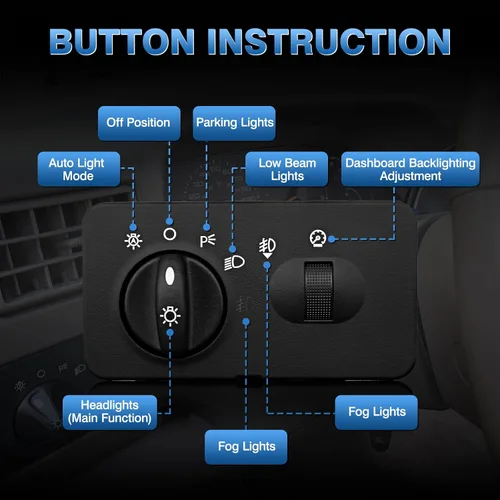 Vista 5 de Interruptor de faros compatible con Ford F250 F350 F450 F550 Super Duty 2002 2003 2004, diseño de 9+4 pines para camiones con faro delantero