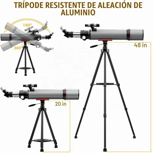 Vista 5 de Telescopios de 3.543 in para astronomía de adultos, telescopios de alta