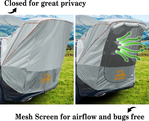 Vista 3 de Hasika Toldo para tienda de campaña, toldo para camping, viajes por carretera, parque, impermeable, 118.110 in, UPF 50+, color gris (grande)