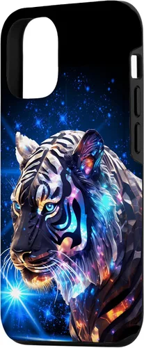 Vista 2 de Funda para iPhone 14 Cosmic Silver Tiger Blue Star Wild Animal Safari