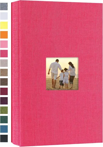 Vista 58 de potricher - Álbum de fotos pequeño para 100 fotos de 4 x 6 pulgadas, con portada de lino con foto, familiar, para bodas, aniversarios, bebés o Beige