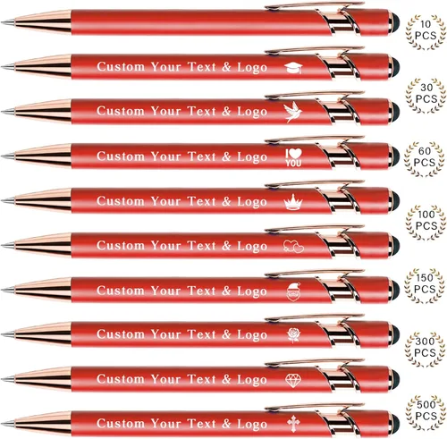 Vista 22 de Bolígrafos personalizados a granel, bolígrafos personalizados con nombre/logotipo en ambos lados, regalo de tinta negra, bolígrafo grabado con lápiz