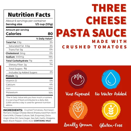 Vista 2 de Dei Fratelli Salsa de pasta de tres quesos (24 onzas; 4 unidades) - Sin agua añadida - Nunca de pasta de tomate - Receta de 5ª