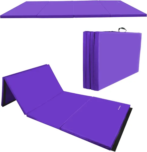 Vista 10 de BalanceFrom 6x4 Feet 4-Panel Folding Gymnastics Mat – 2-Inch Thick Pad with Vinyl Surface and Carrying Handles for Tumbling, Yoga, Pilates, Home