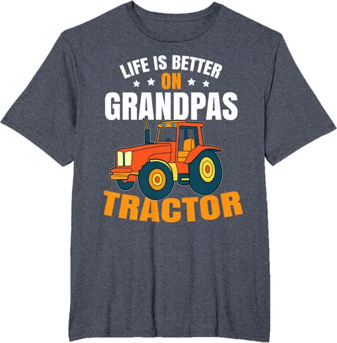 Vista 93 de Life Is Better On Grandpas Tractor Kids Farm Tractor Boy Camiseta, Negro