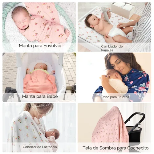 Vista 6 de Momcozy Mantas de muselina para bebé, suaves y sedosas de 47 x 47 pulgadas, mantas transpirables para envolver al recién nacido, para niños y niñas