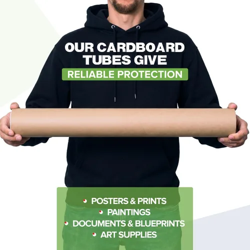 Vista 7 de Tubos de correo de papel kraft reforzado de 3 x 24 pulgadas, paquete de 8 tubos con 2 tapas cada uno, tubo de cartón fabricado en Estados Unidos
