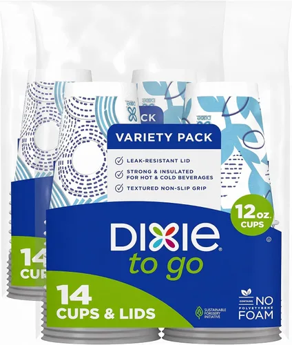 Vista 15 de Dixie To Go - Tazas de café de papel con tapas, 12 onzas, 66 unidades, vasos de papel aislantes desechables para bebidas calientes o frías