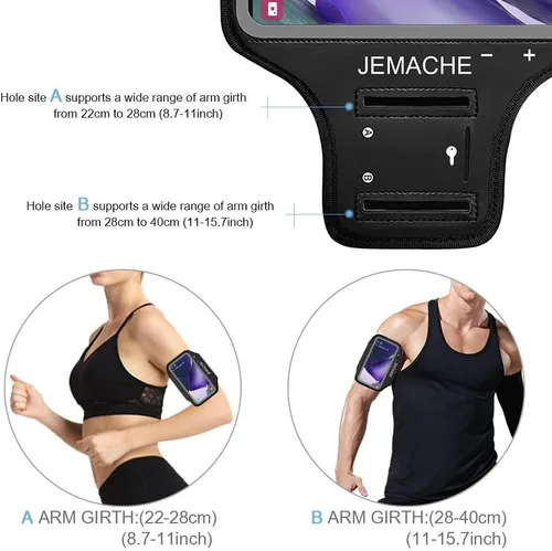 Vista 5 de Brazalete para Galaxy Note 20, 20 Ultra, resistente al agua, para entrenamiento de gimnasio y correr, para Samsung Galaxy Note 20/20 Ultra con Negro