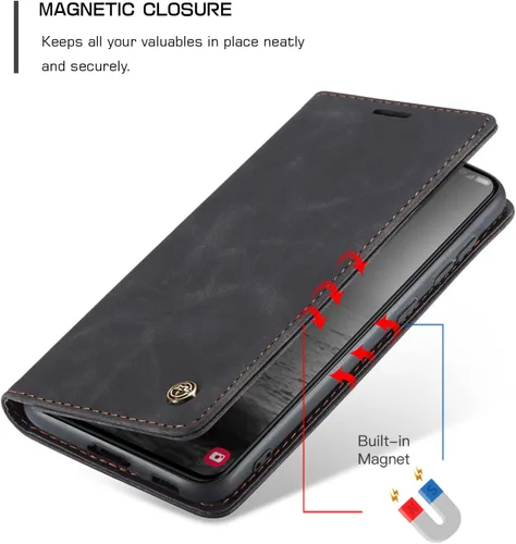 Vista 4 de Funda tipo cartera compatible con Samsung Galaxy S23, de piel sintética, con función atril y tarjetero para Galaxy S23 5G de 6.1 pulgadas (negro)