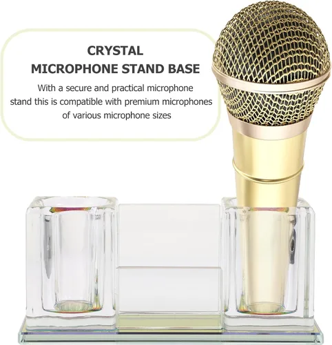 Vista 5 de MAGICLULU Acrylic Desktop Microphone Stand Mic Base Stable Mic Holder Organizer for Tabletop Use in Ktv Karaoke Studio