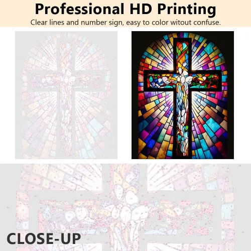 Vista 6 de TUMOVO Pintura por números para adultos, principiantes, pintura de cruz de Jesús por números, kits sobre lienzo acrílico cristiano pintura a mano
