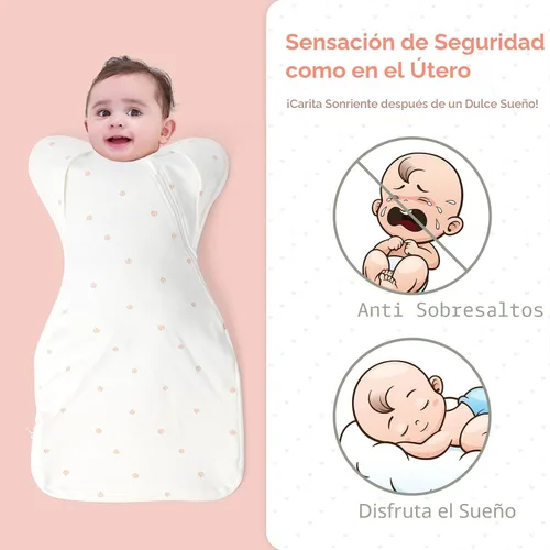 Vista 2 de Saco de dormir envolvente para bebé recién nacido de 0 a 3 meses, manta envolvente con brazos arriba, 2 paquetes de algodón, manos arriba
