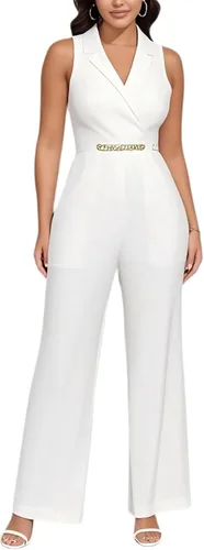 Vista 26 de DeftSharp Overol largo y elegante para mujer, sexy, para cóctel, fiesta, club, casual, para trabajo