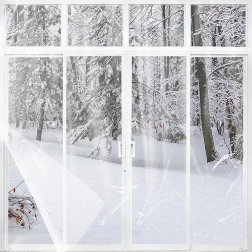 Vista 11 de Kit de aislamiento de ventana de 62×236 pulgadas para invierno - Endurecer plástico para 5 ventanas interiores para invierno, película retráctil