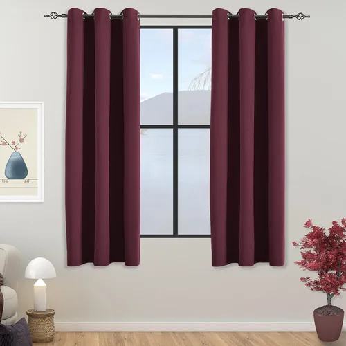 Vista 61 de Cortinas opacas para dormitorio, con aislamiento térmico y bloqueo de luz, para oscurecer la habitación, cortinas con ojales sólidos para ventana