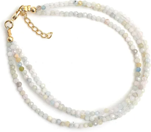 Vista 36 de Gempires - Pulseras de cuentas naturales de múltiples hebras, ligeras, hechas a mano, hipoalergénicas, de 8 pulgadas, chapadas en oro, elegantes