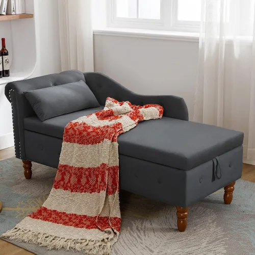 Vista 18 de Tumbona de piel sintética para interiores con almohada, moderna tumbona, sillas ergonómicas tapizadas de poliuretano sin brazos con botones